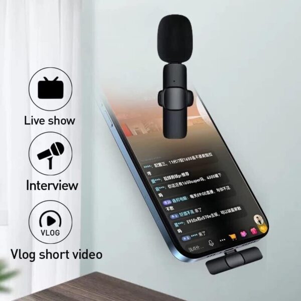 Wireless Clip-On Lapel Microphone 2-in-1 compatible with both Android & Apple. - Image 4