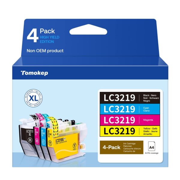 4-Pack High Yield LC3219XL/LC3217 Ink BK/C/M/Y, MFC-J5330DW~J6935DW Compatible