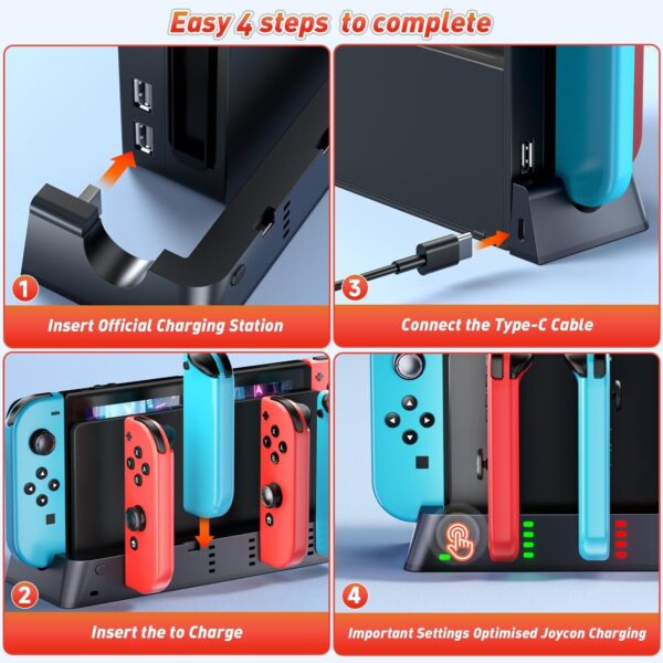 Switch Controller Charging Station for Nintendo Switch/OLED Joy-Con - Charges 6 - Image 3