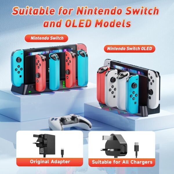 Switch Controller Charging Station for Nintendo Switch/OLED Joy-Con - Charges 6 - Image 6
