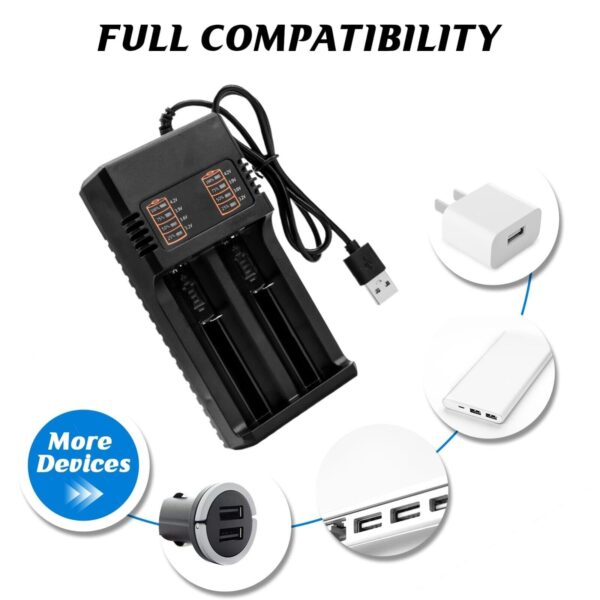 Universal Dual Slot USB Charger Li-Ion/1.2V Batteries (10440-18500) - Image 4