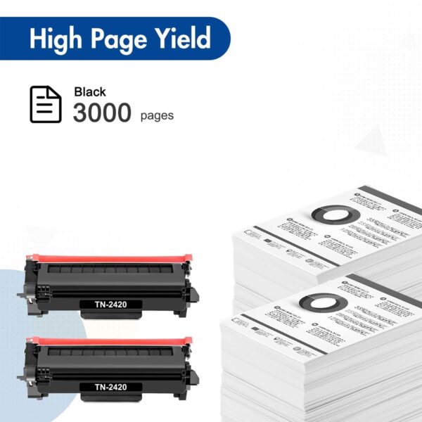 TN2420 2-Pack Black Toner Cartridge for Brother HL-L2350DW, MFC-L2710DW & More - Image 3