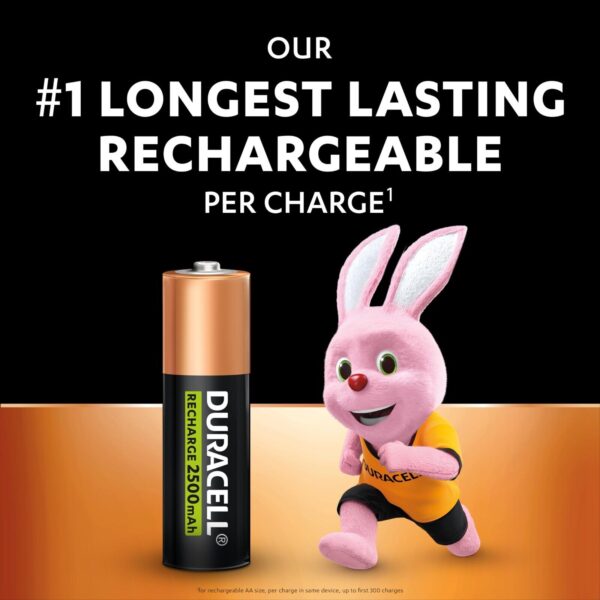 Duracell Rechargeable AA Batteries 2500mAh NiMH Pre-Charged - Pack of 4 - Image 2