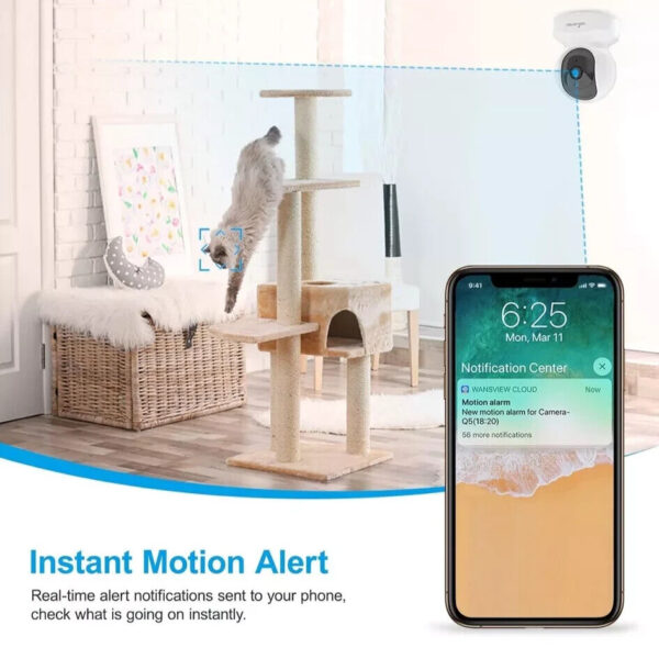 wansview 2K WiFi IP Camera, 1080P Wireless Home Security Camera Q5 White - Image 2