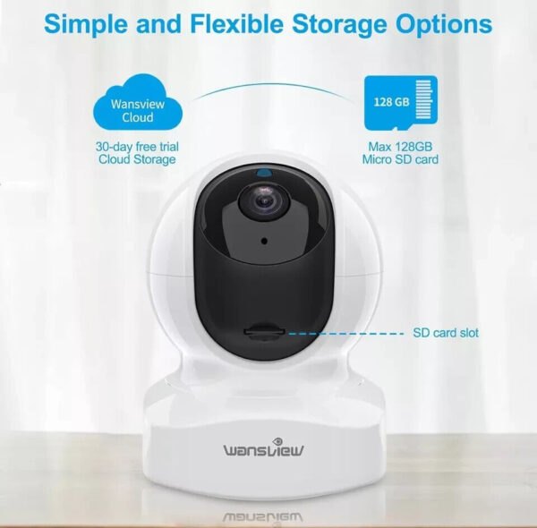 wansview 2K WiFi IP Camera, 1080P Wireless Home Security Camera Q5 White - Image 4