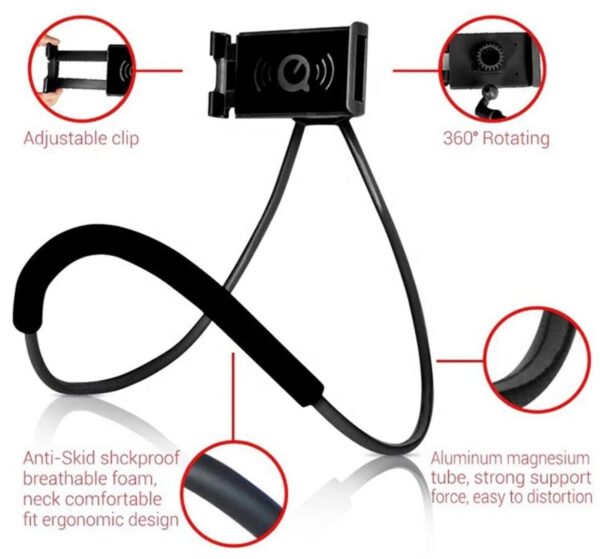 BRAND NEW: NECKLACE CELLPHONE SUPPORT - UNIVERSAL ADJUSTABLE NECK MOUNT