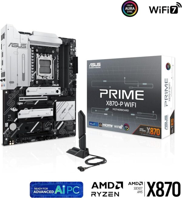 ASUS PRIME X870-P WIFI AMD ATX MB | PCIe 5.0, DDR5, 4x M.2, WiFi 7 - Refurb Pins