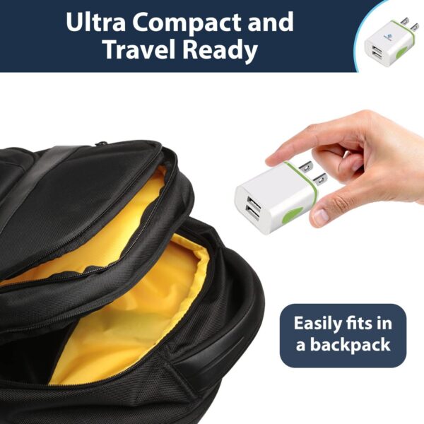 US 2 Pin to Dual USB Plug Adapter - 2 Pack, Travel Charger America USA Adaptor