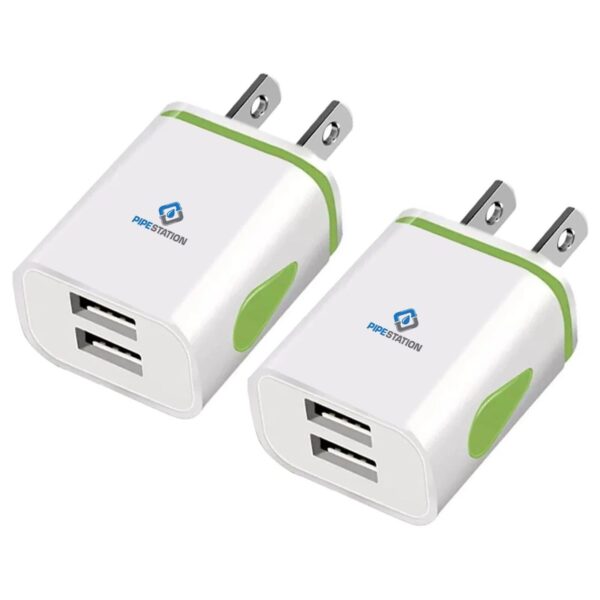 US 2 Pin to Dual USB Plug Adapter - 2 Pack, Travel Charger America USA Adaptor - Image 4