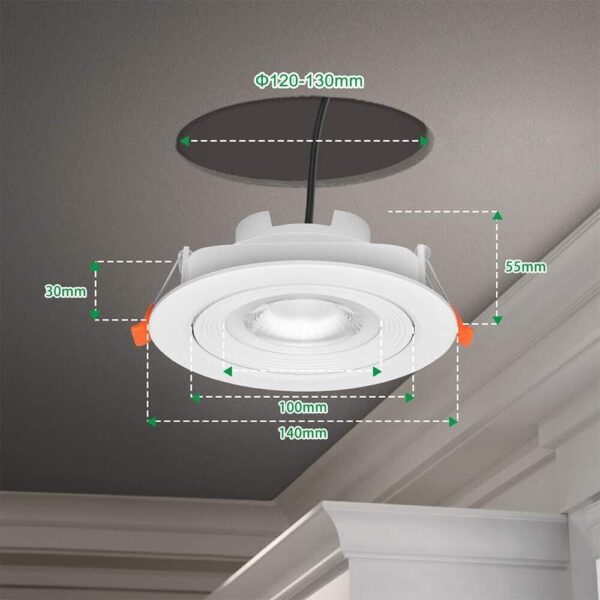 ​ENUOTEK 12W LED Recessed Downlights, Non Dimmable 3000K-5000K, 3 Pack - Image 2