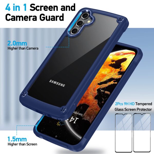 Oterkin Samsung A14 5G Clear Case Military Shockproof, 4 Airbags, 2x9H Protector - Image 2