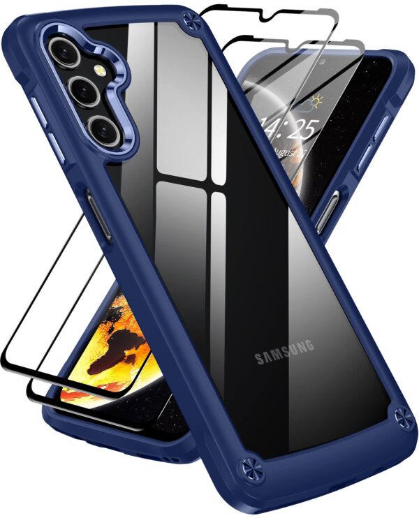 Oterkin Samsung A14 5G Clear Case Military Shockproof, 4 Airbags, 2x9H Protector