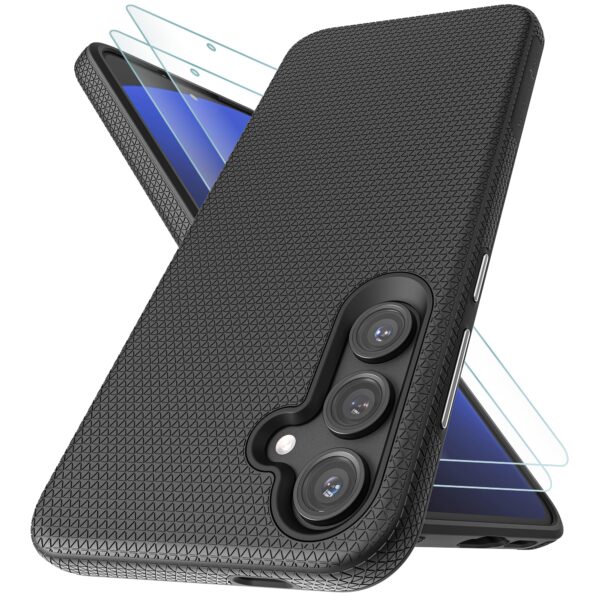 Samsung Galaxy S24 FE Case with 2 Screen Protectors, Dual Layer Shockproof Cover